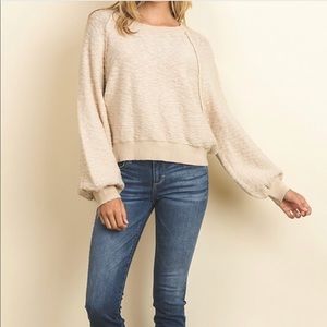 Cream puffy sleeve sweater